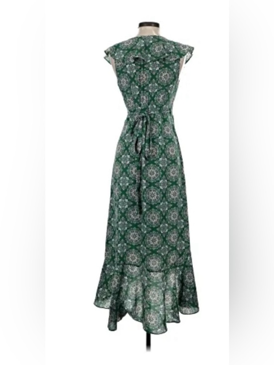 Max Studio Green and Blue Ruffle Maxi Dress - Picture 3 of 5